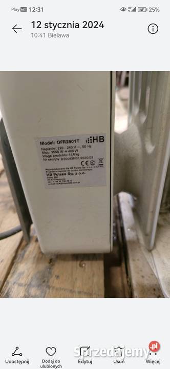 Grzejnik olejowy Bielawa