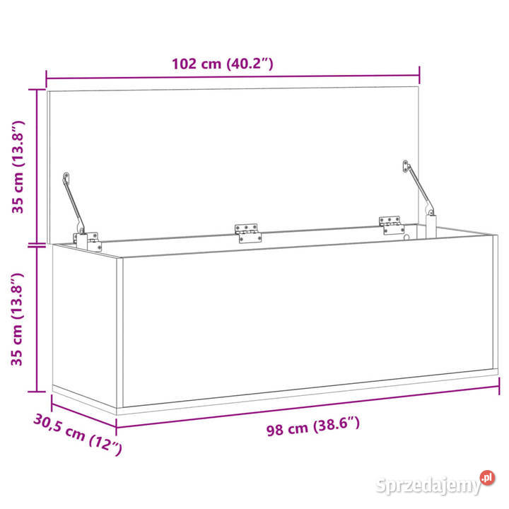 Skrzynia brązowy dąb 102x35x35 materiał Dom i Ogród