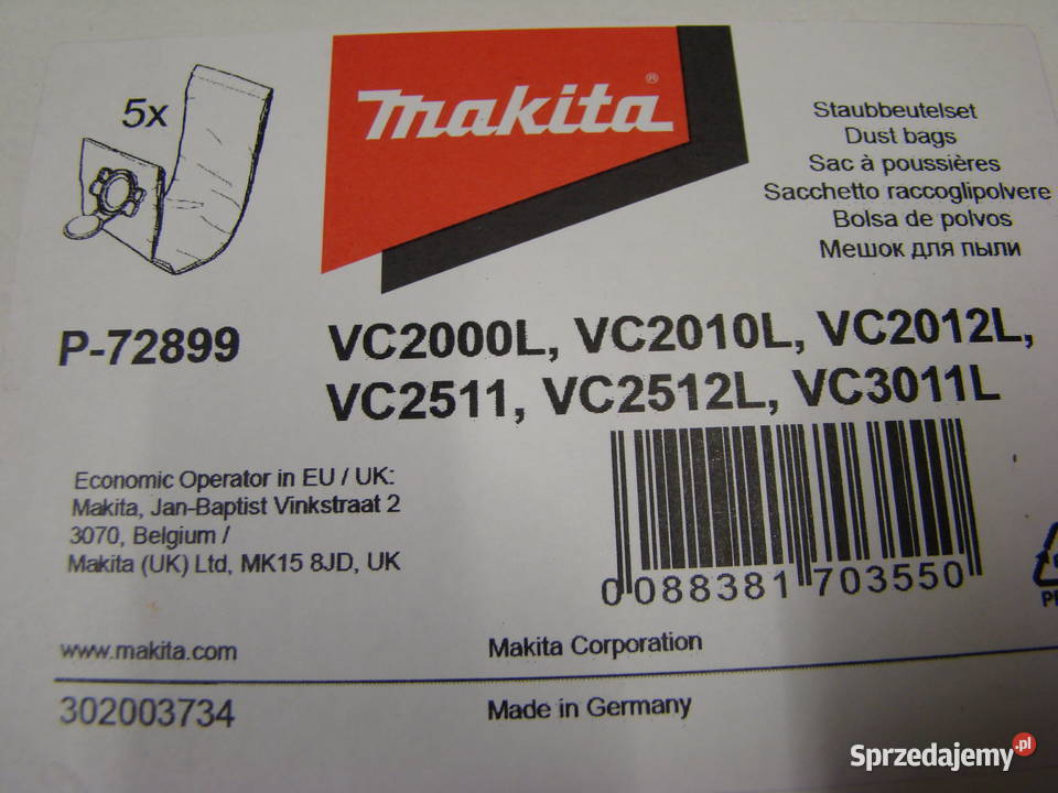 Worek flizelinowy na pył MAKITA do VC 2000 L VC śląskie Bielsko-Biała