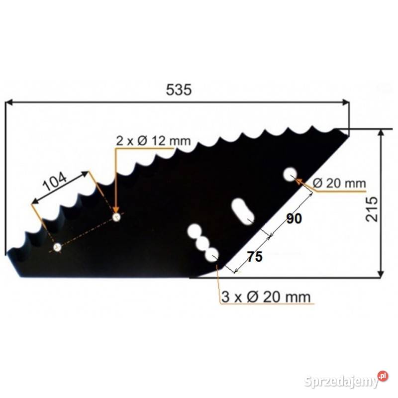 Nóż do paszowozu 535x215x5 średnica otworu 20mm małopolskie Kamionna