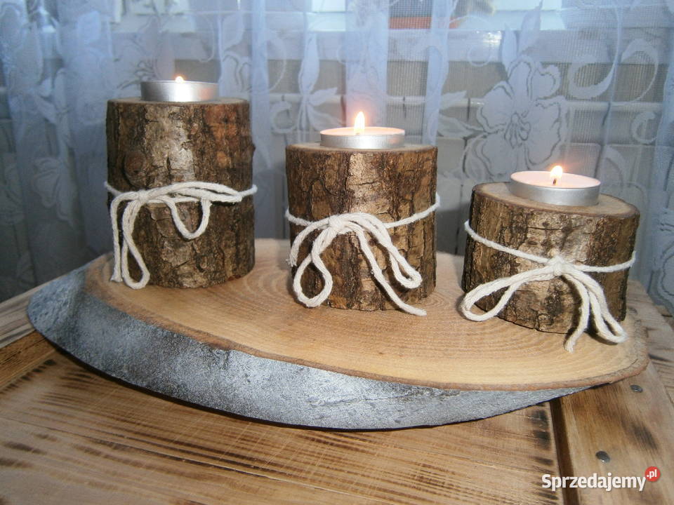 dębowy zestaw tealight 3 plaster drewna Siedlce