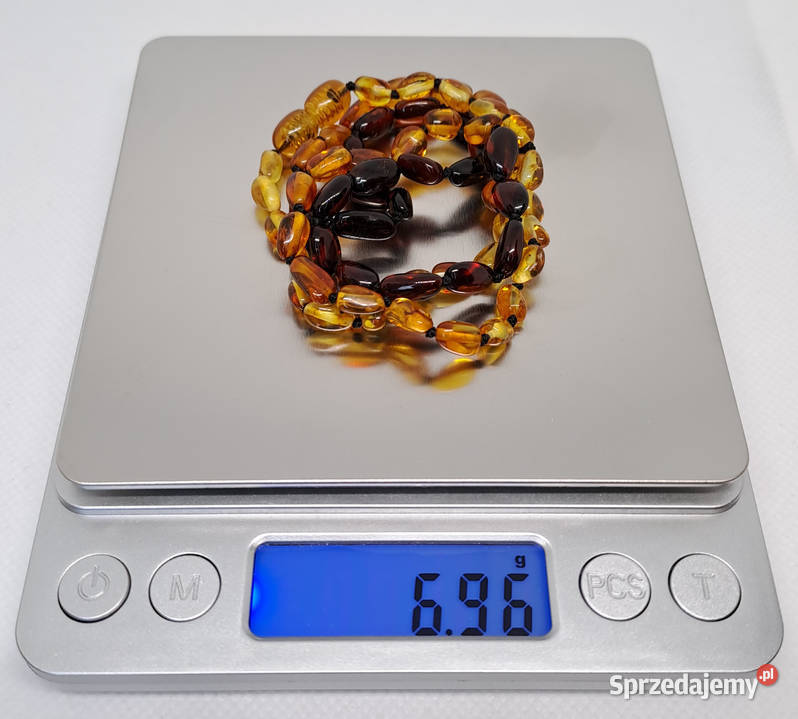 Korale bursztyn bałtycki ryż cieniowany cytryna mazowieckie