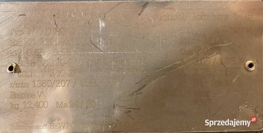 motoreduktor przekładnia 055kW 207obr SEW Pigża
