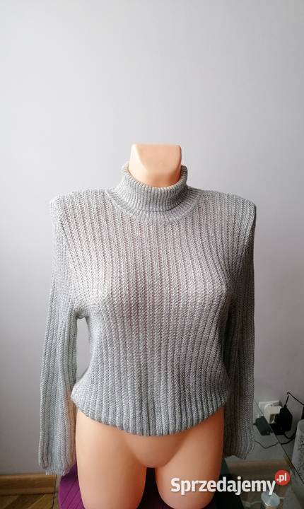 NOWY DAMSKI SREBRNY SWETER GOLF R UNIWERSALNY Wkładane przez głowę