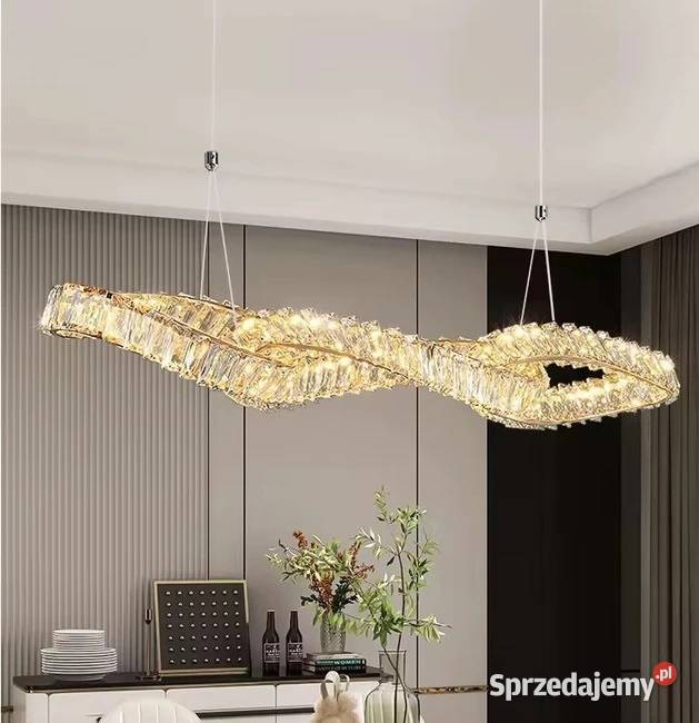 Żyrandol kryształowy nowoczesny podłużna lampa