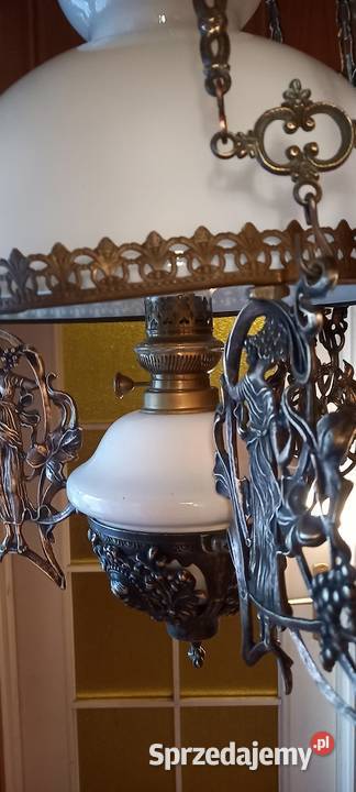 Duża wisząca lampa naftowa z bocznymi Skierniewice