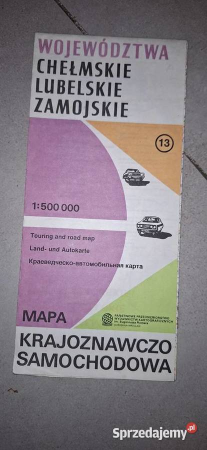 Mapa krajsamochodowa PRL 1989 niski nakład stan Antykwariat wielkopolskie Łęczyca sprzedam