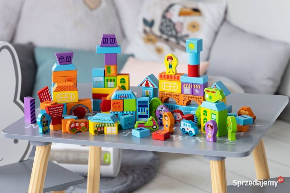 Drewniane klocki edukacyjne miasto 100 sorter Klocki Bielsk Podlaski