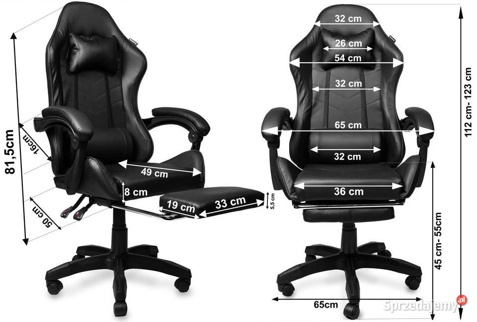 Fotel gamingowy krzesło obrotowe z podnóżkiem 65cm Poznań