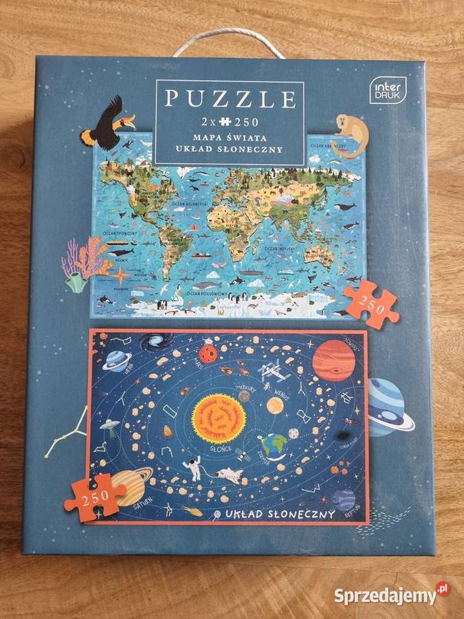 2x Puzzle Mapa Świata i Układ Słoneczny 2x250 Puzzle mazowieckie Warszawa
