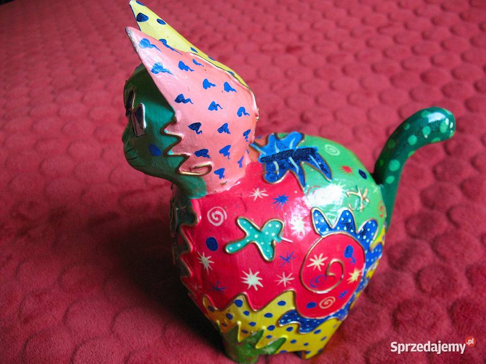 Kot Skarbonka 10 x 13 x 8 Drewniany w