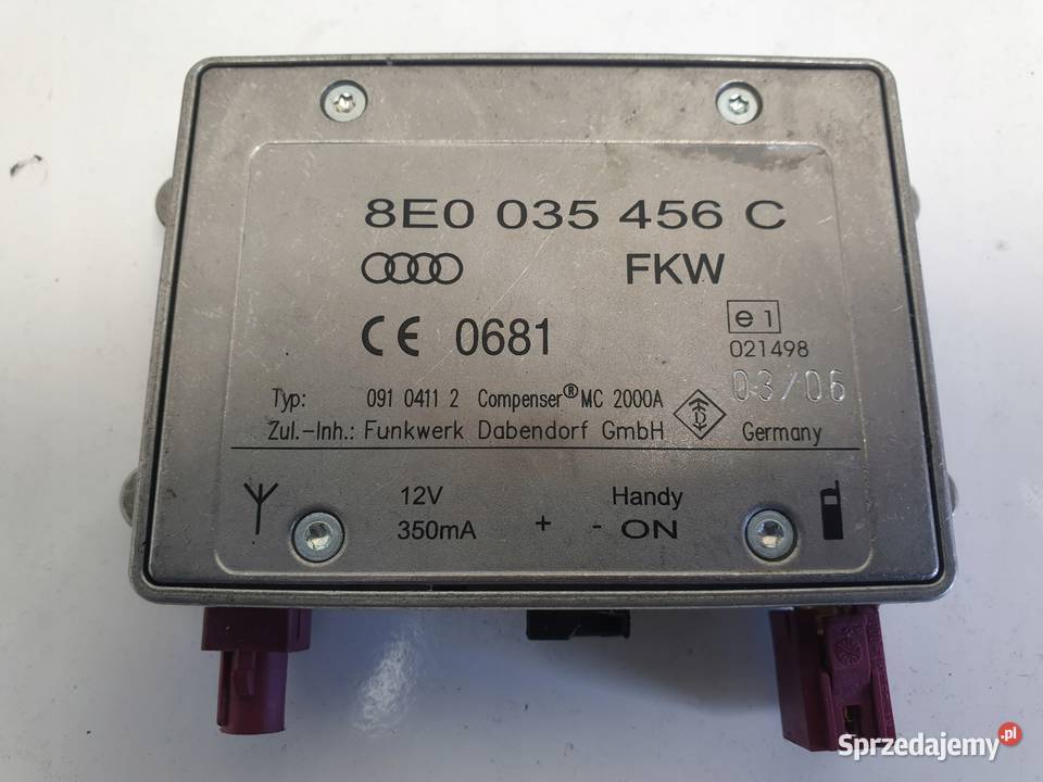 Audi A4 B7 WZMACNIACZ ANTENY Moduł 8E0035456C Chełm