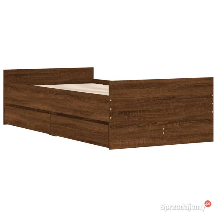 Rama łóżka z szufladami brązowy dąb 100x200