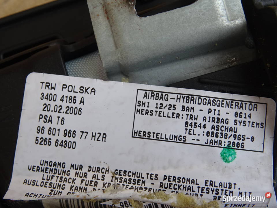 Peugeot 307 lift poduszka powietrzna airbag łódzkie