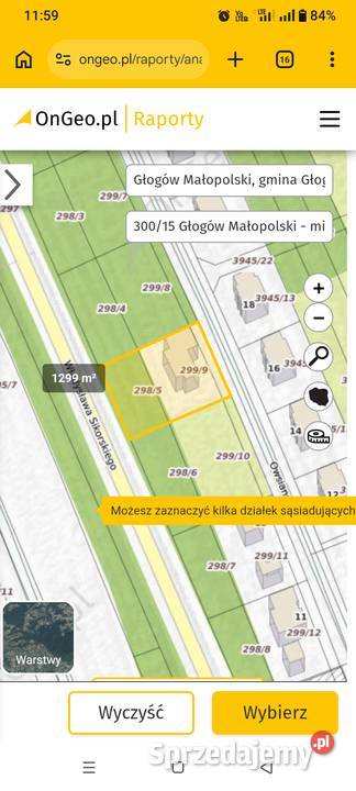 Sprzedam działkę budowlaną budowlana podkarpackie Głogów Małopolski