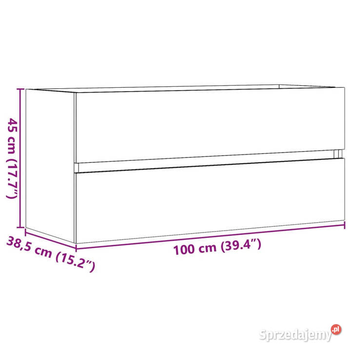 Szafka pod umywalkę szarość betonu 100x385x45 Warszawa