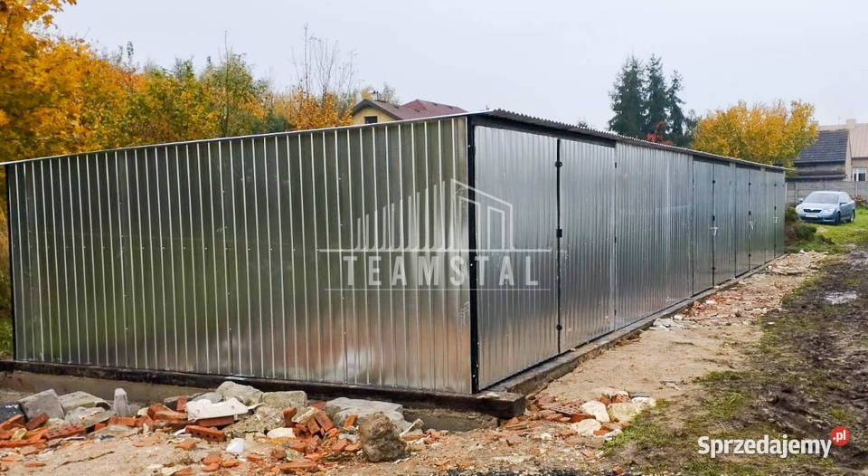 GARAŻ BLASZANY RZĄD 175m x 5m spad tył 4x Brama samodzielny śląskie Gliwice