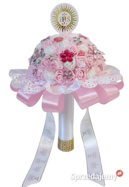 Bukiet na komunię różowy niebieski Radzyń Podlaski