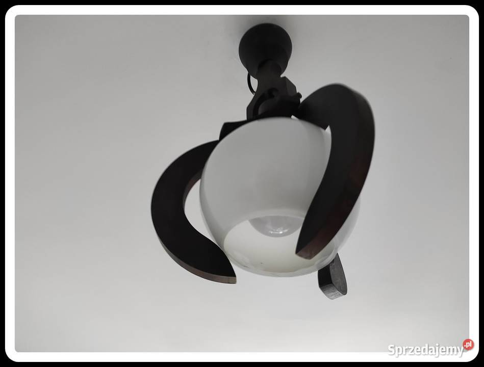 Lampa sufitowa bądź ścienna kinkiet drewno klosz biały Oświetlenie Płock