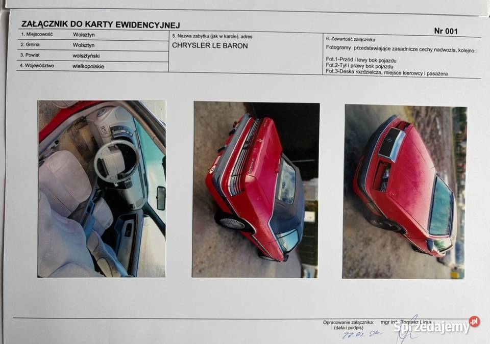 Chrysler Le Baron zarejestrowany na zabytek Skała