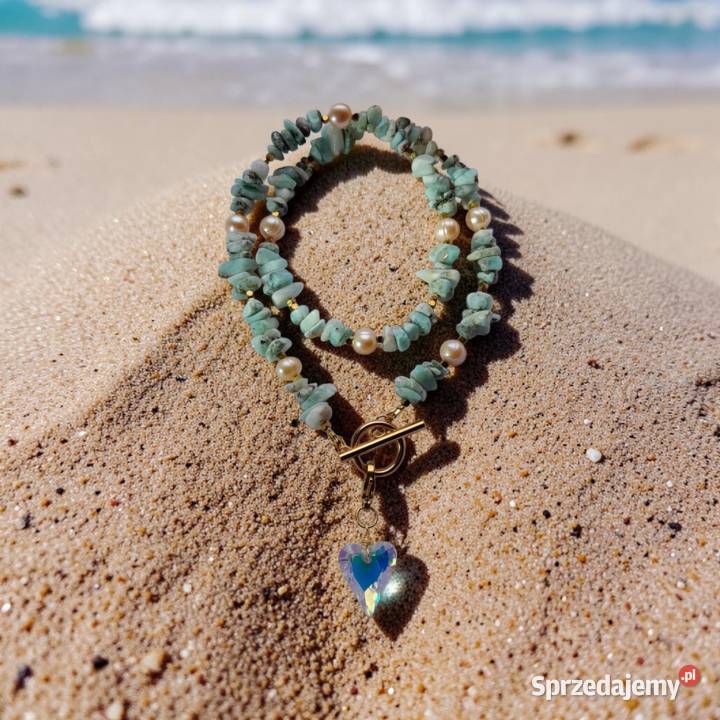 Naszyjnik z kamienia naturalnego Larimar perły mazowieckie Kozienice
