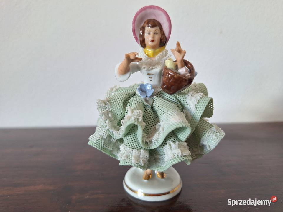 Figurka porcelanowa Dresden koronkowa dama z Gdańsk