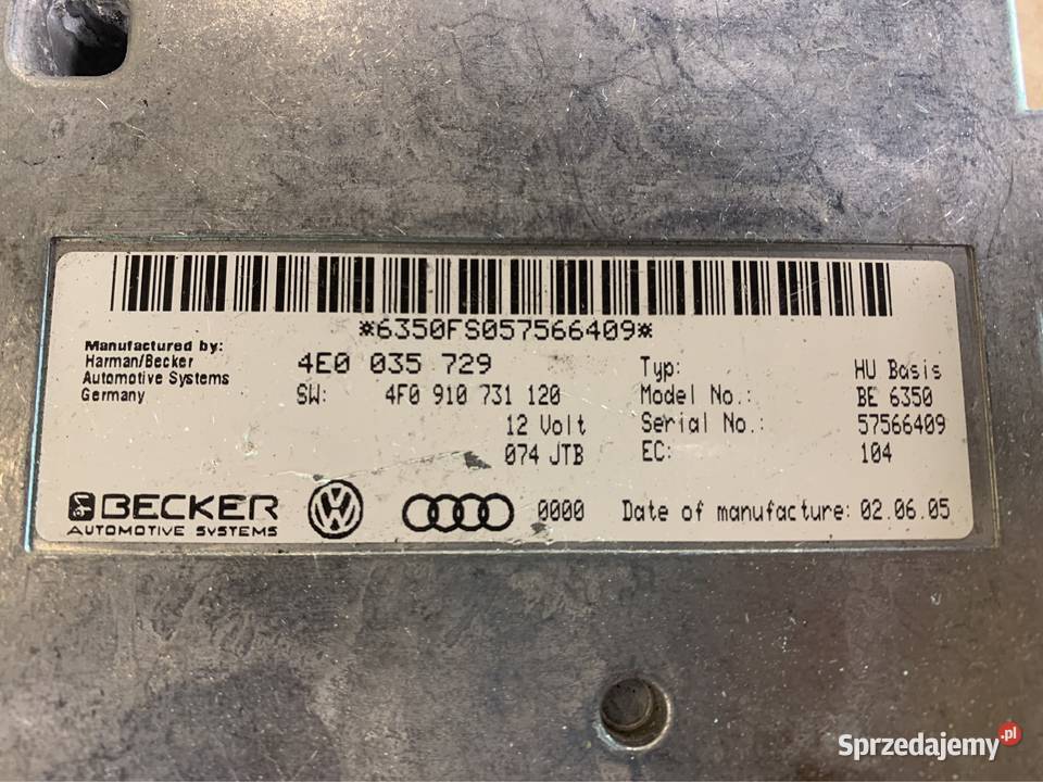 Sterownik moduł MMI 4E0035729 audi a6 c6 wyposażenie elektryczne Szczecin