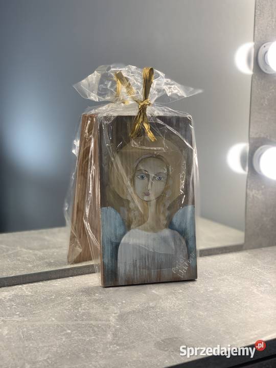 Anioł aniołek malowany na drewnie NOWY drewno podkarpackie Jasło