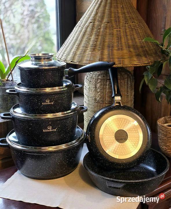 299 Garnki marmurkowe czarne 12 elementów Zabrze