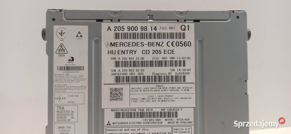 MERCEDES W205 RADIO NAWIGACJA A2059009814 dolnośląskie sprzedam