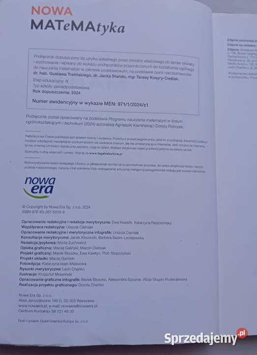 Nowa Matematyka 1 Zakr podstawowy liceum i Koźminek