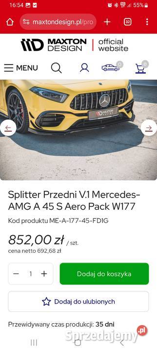 Maxton Design dokladki splitter Mercedes A 45 S