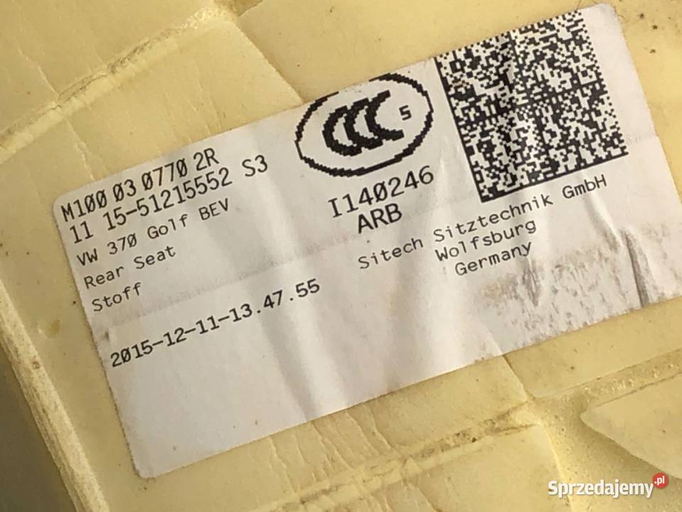 KANAPA DRUGI RZĄD VW GOLF VII Hatchback FOTEL podkarpackie