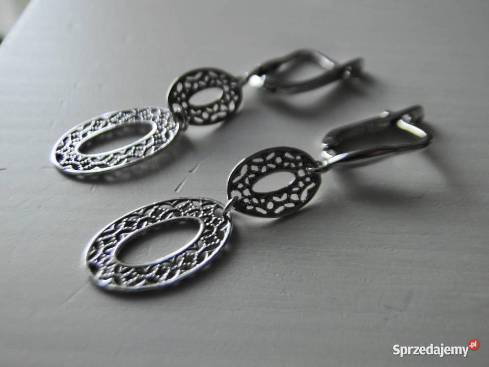 Piękne długie kolczyki srebro 925 Warszawa sprzedam
