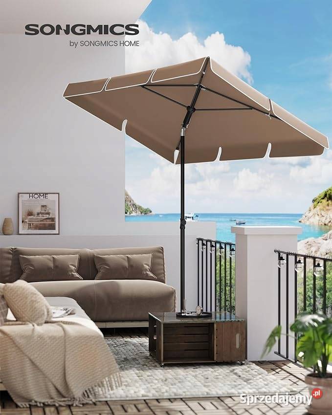 Parasol Plażowy 200 Brązowy Prostokątny Ochrona Gorzyce Wielkie