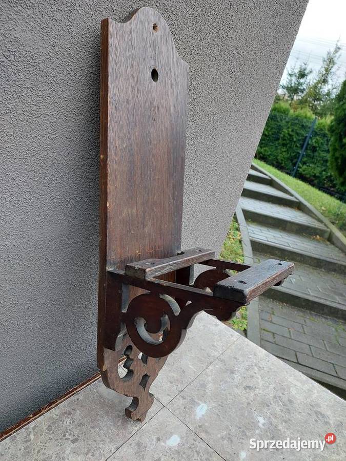 Stara rzeźbiona półka drewniana kwietnik Tczew
