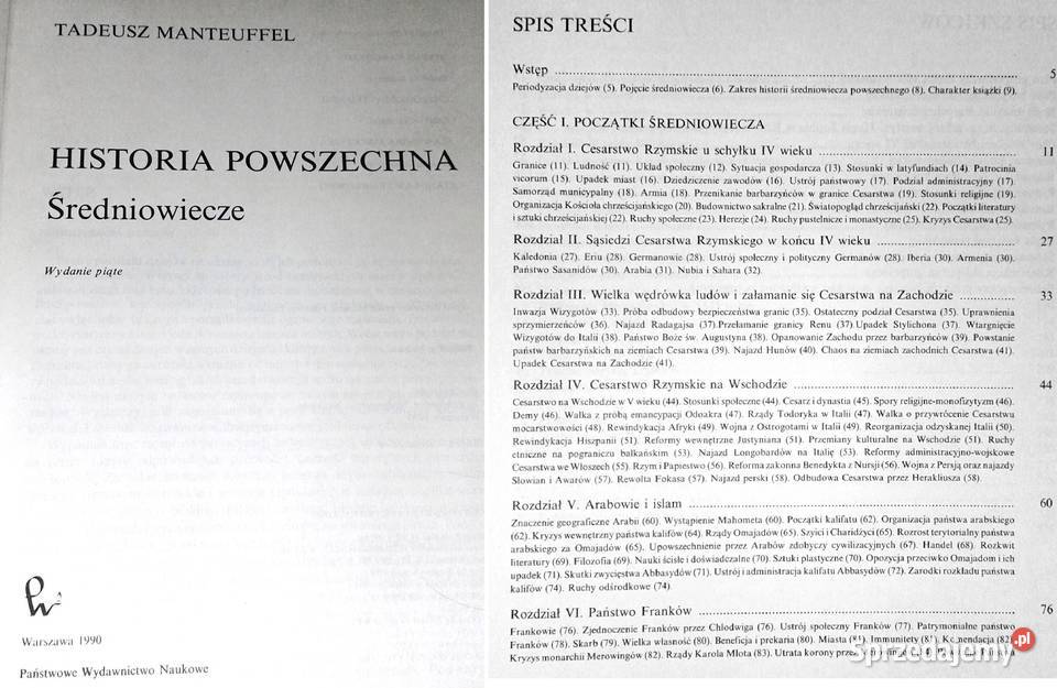 Historia powszechna 2 Średniowiecze Tadeusz Rok wydania 1990 lubelskie Chełm