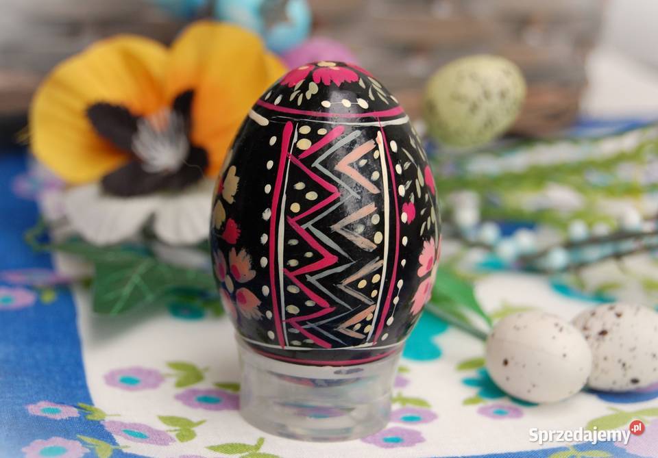 Stara pisanka drewniana ręcznie malowana Rosja Lublin