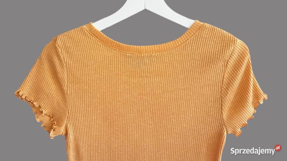 Damska bluzka musztardowa z krótkim rękawem żółty/złoty