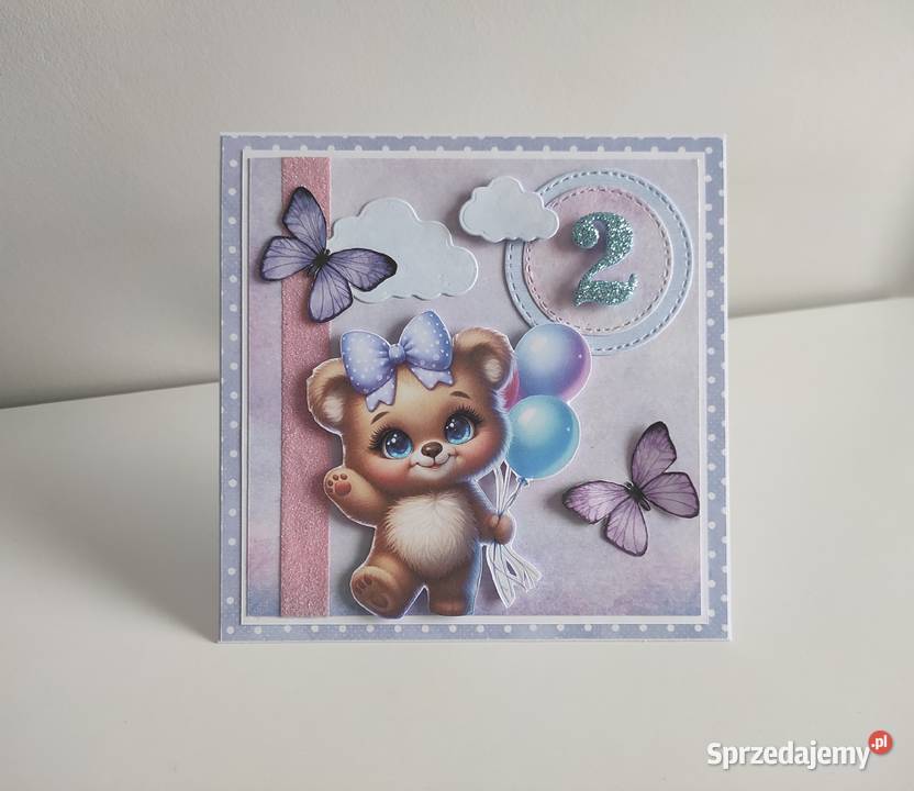 Kartka ręcznie robiona na urodziny roczek z Łódź
