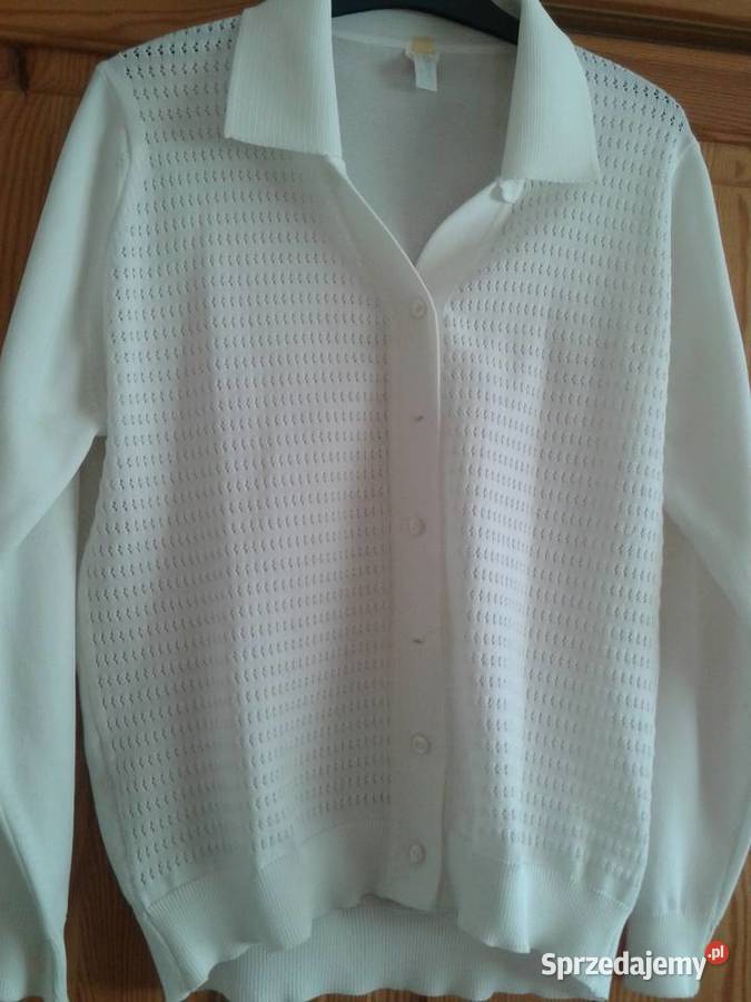 Sweter rozpinany biały z bistoruSweterek Łódź