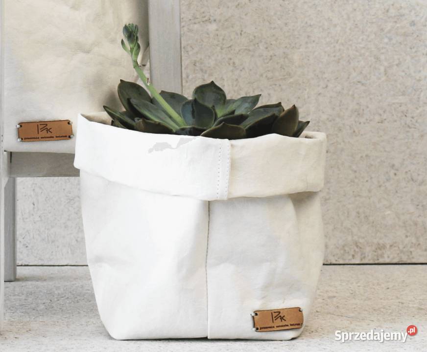 Białe doniczki worki dekoracyjne washable paper sprzedam