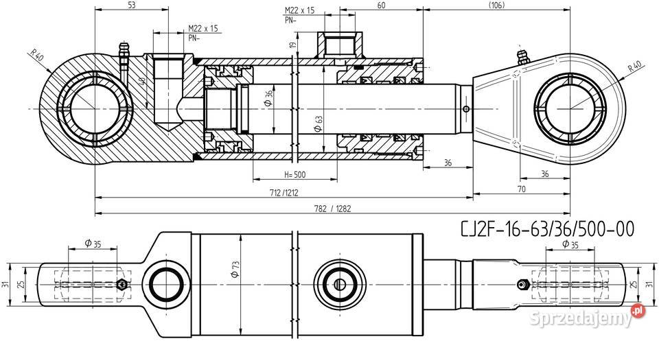 Siłownik Hydrauliczny 63x36 Skok 500 Mocowania Solec Kujawski sprzedam