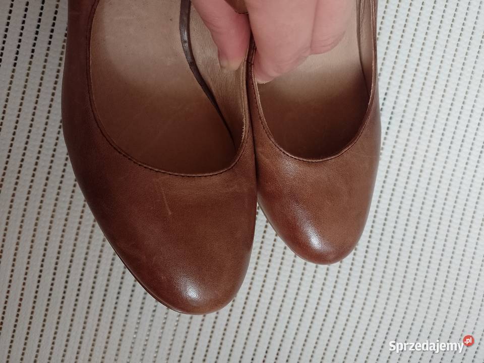 40 Real Leather Brązowe skórzane czółenka Kraków