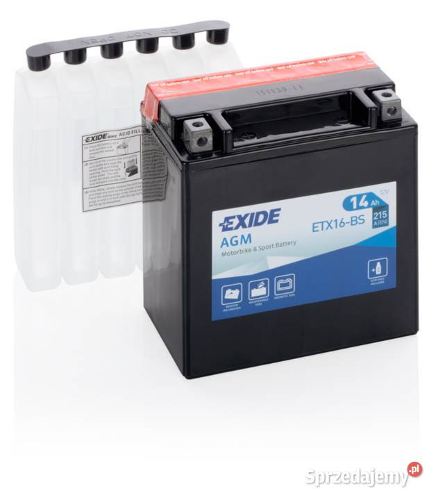 Akumulator motocyklowy EXIDE ETX16BS YTX16BS 12V Układ elektryczny, zapłon Gdynia sprzedam