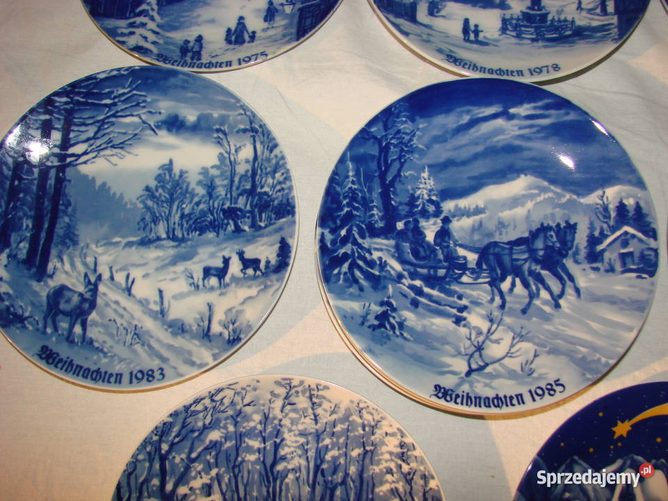 kobaltowy talerz świąteczny Pruszcz Gdański