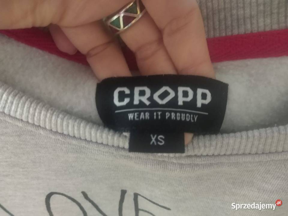 bluza z napisem S Kanye West Cropp szara szary/srebrny