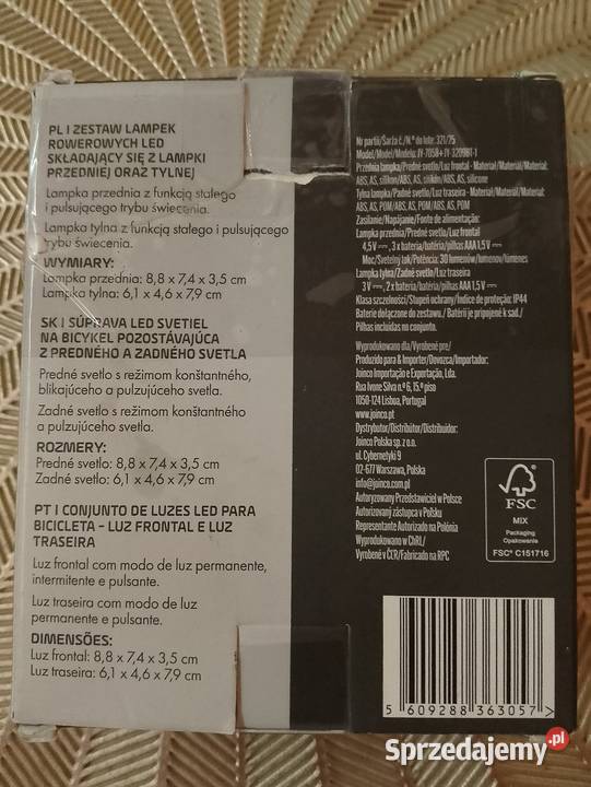 Zestaw lampek rowerowych LED małopolskie Myślenice