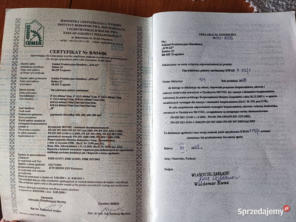 Opryskiwacz zawieszany KWAS 400l 12m plus lanca Leopoldów