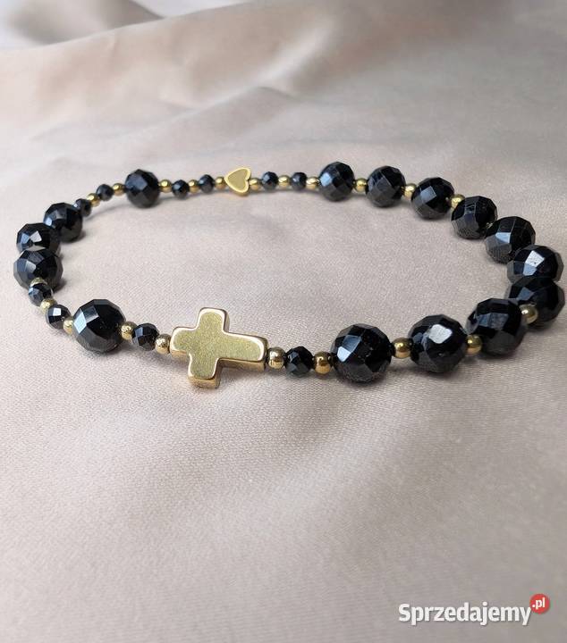 Bransoletka różaniec kamienie czarny turmalin Bydgoszcz